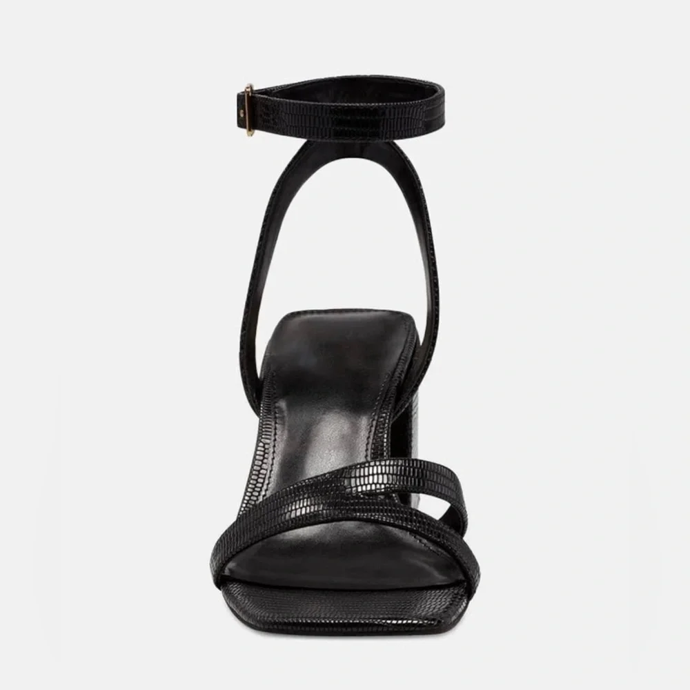 Juliet Holy Womens Square Open Toe Heeled Sandals Buckle Ankle Strap Block Chun - Picture 3 of 8